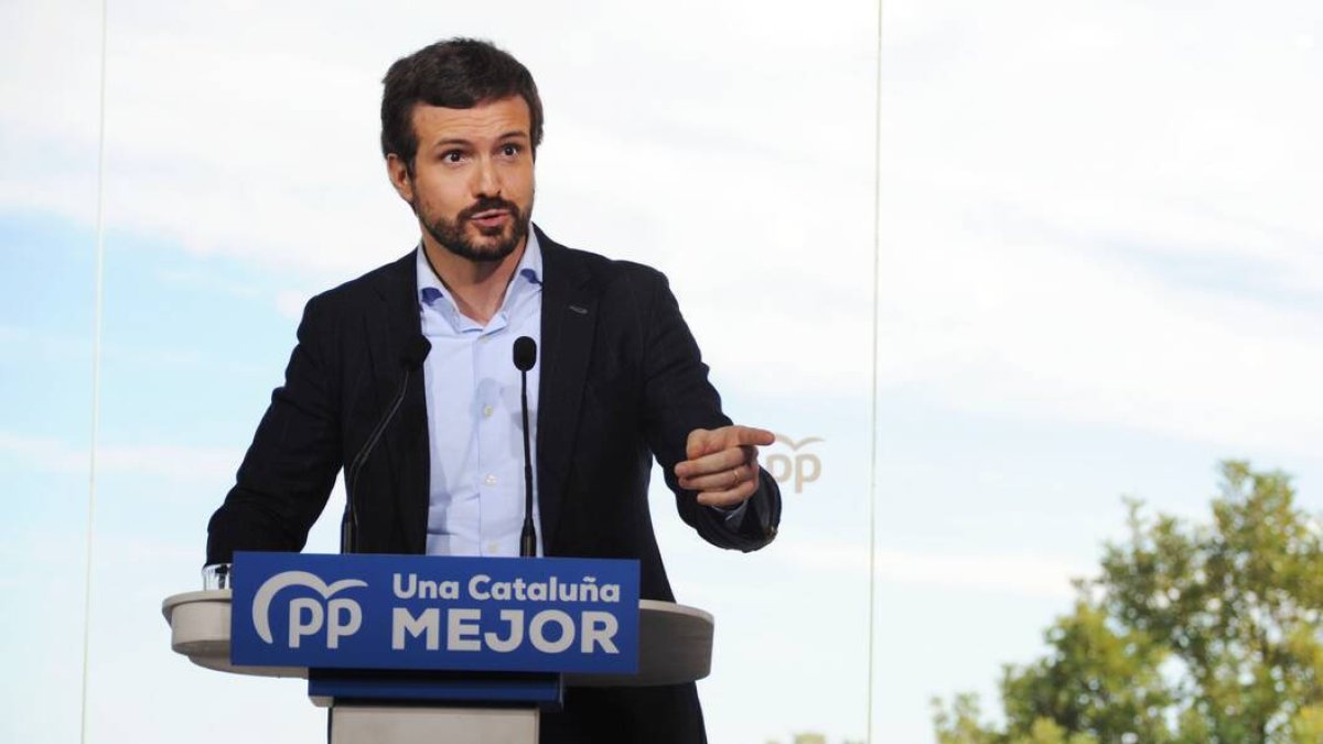 Pablo Casado, este domingo, en Badalona.