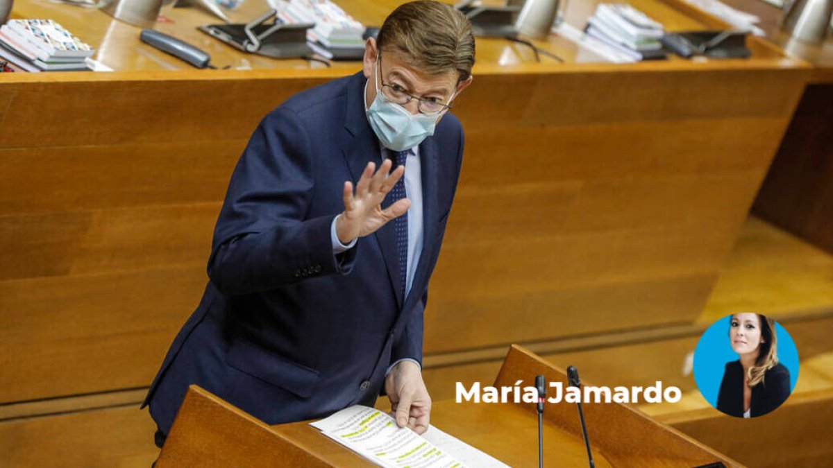 Ximo Puig durante una sesión de control en las Cortes valencianas.