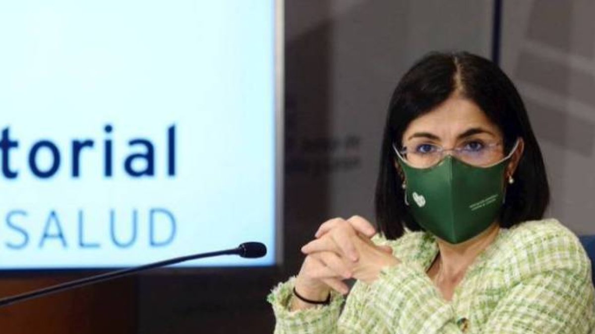 La ministra Darias, este miércoles, tras la reunión del Consejo Interterritorial de Salud.