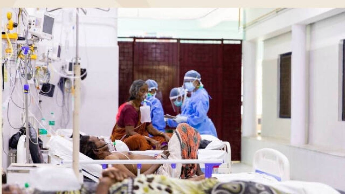 Enfermos de Covid en un hospital de la India.