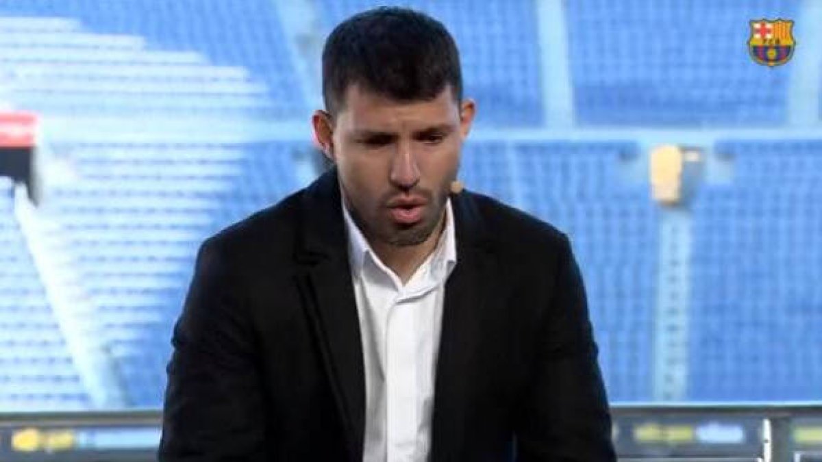 Sergio Kun Agüero, en el acto de despedida como jugador de fútbol.