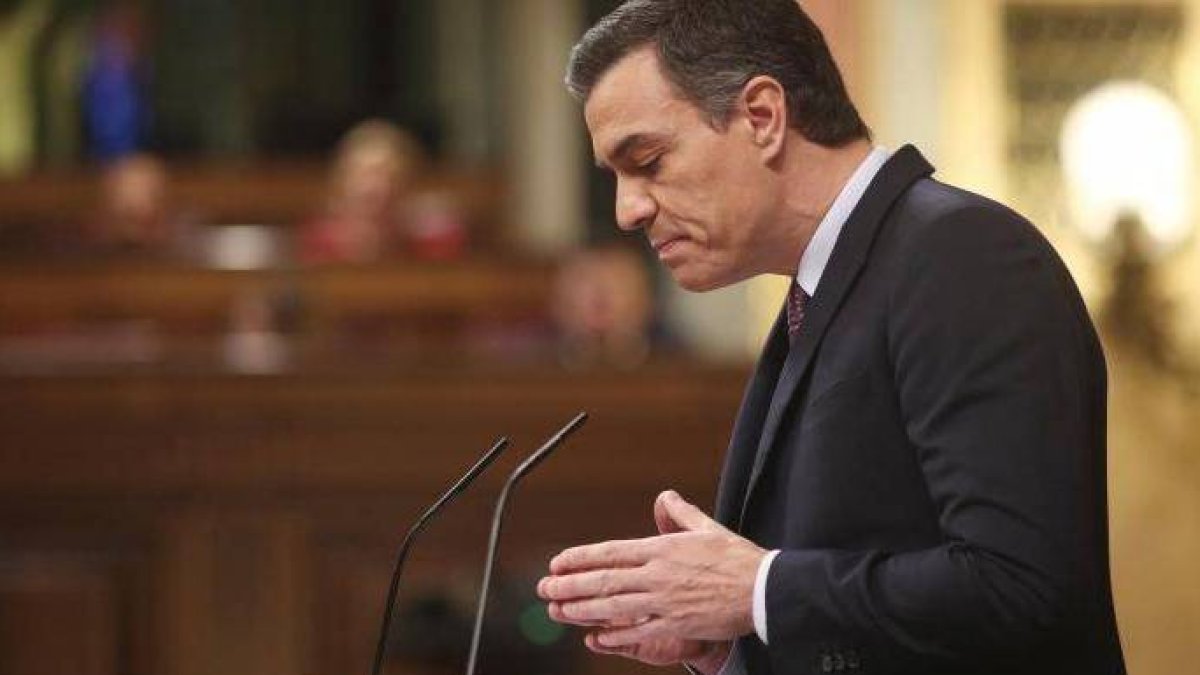 Pedro Sánchez , en la tribuna del Congreso.