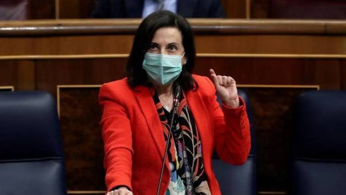 Margarita Robles, en su escaño en el Congreso.