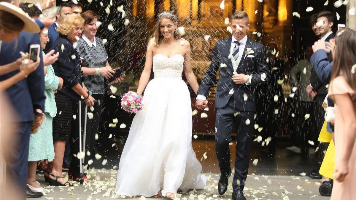 Andrea Sesma el día de su boda con Iker Muniain.