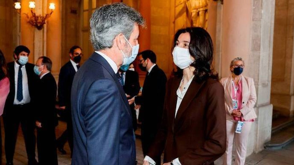 El presidente del Poder Judicial, Carlos Lesmes, y la ministra de Justicia, Pilar Llop.