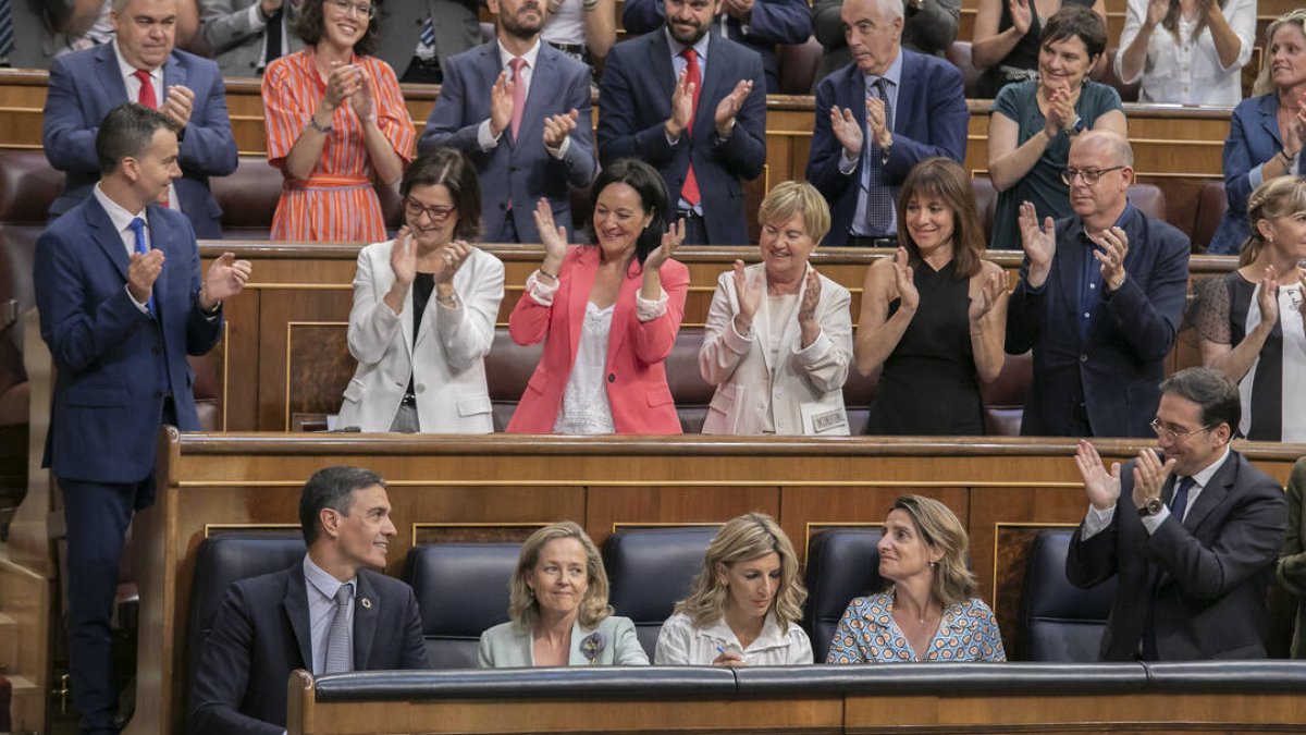 La bancada del Gobierno en el último pleno del Congreso.