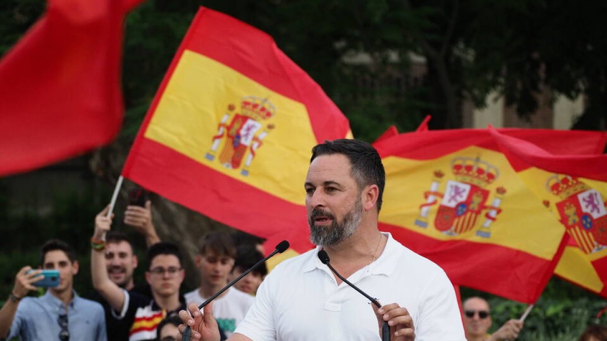 Santiago Abascal, en un mitin de la campaña andaluza.