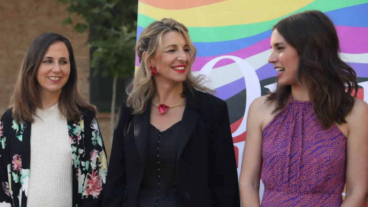 Ione Belarra, Yolanda Díaz e Irene Montero