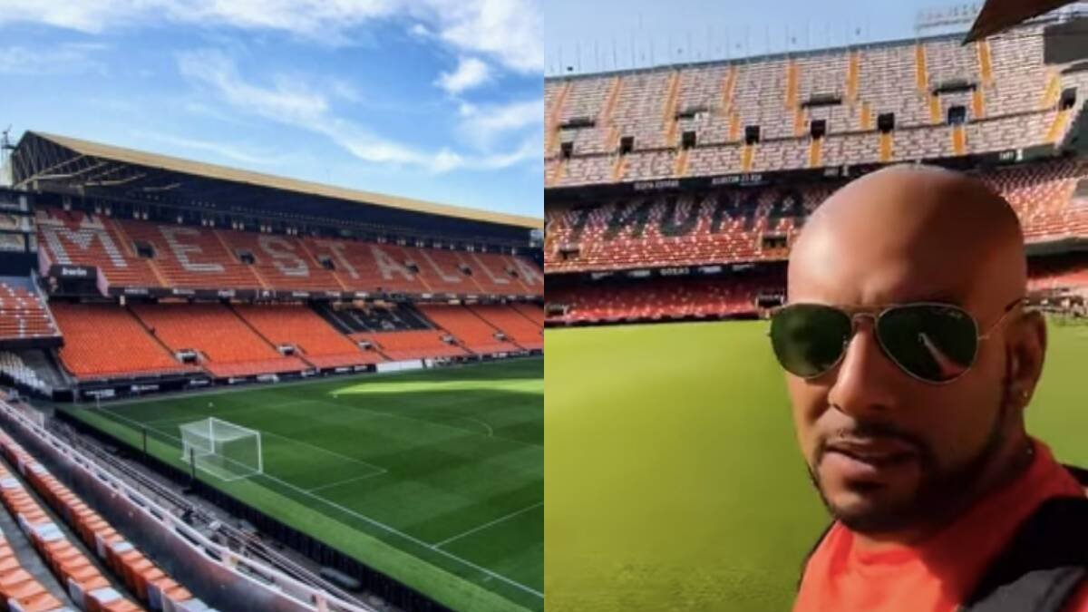 A la derecha un frame del vídeo del Escalona junto a una imagen de Mestalla.