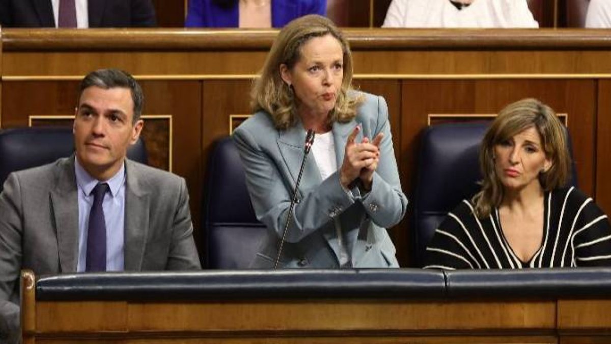 Nadia Calviño en la última sesión de control al Gobierno.