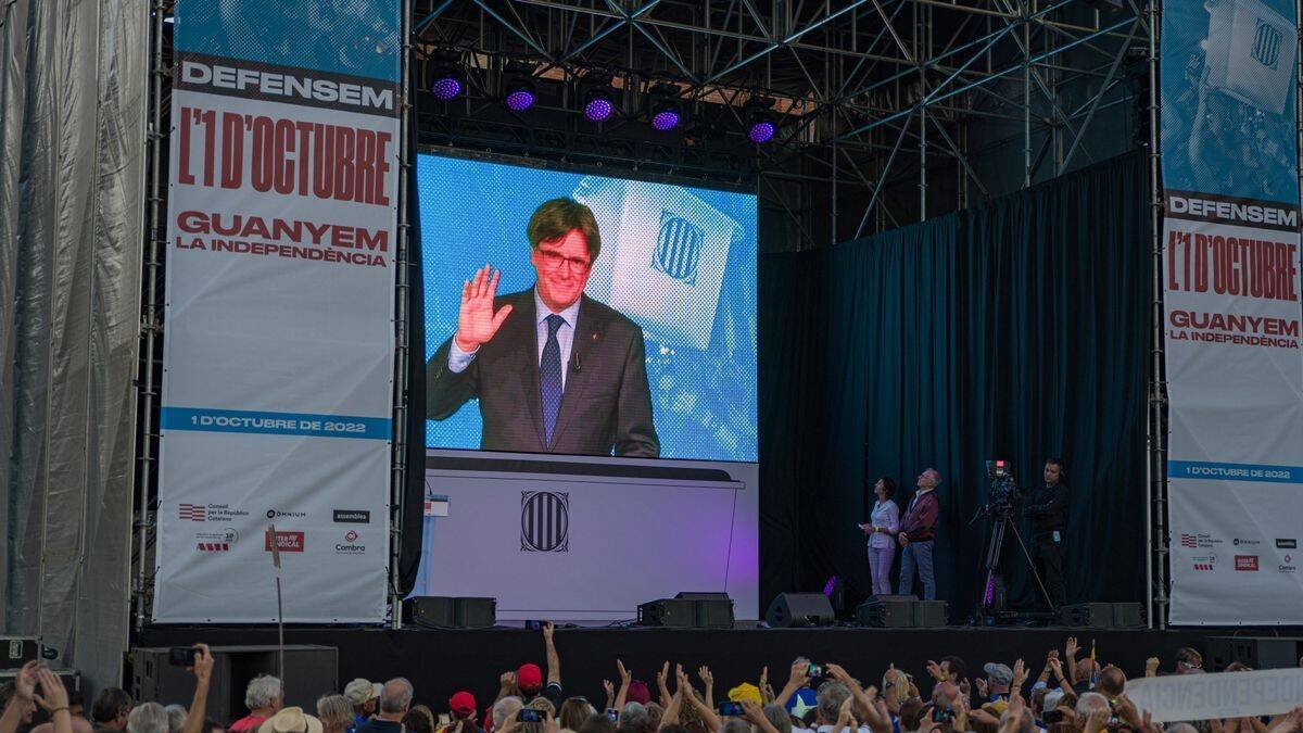 Puigdemont, la pasada semana en el acto de aniversario del 1-O.