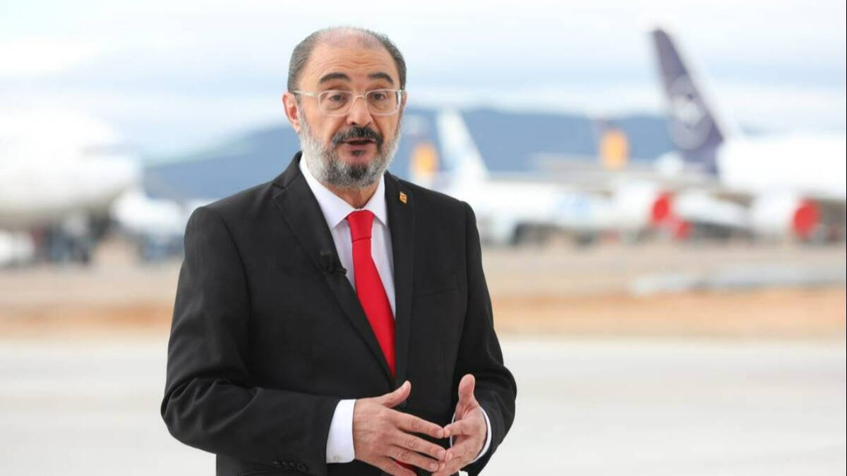 El presidente de Aragón, Javier Lambán, durante su discurso de fin de año.