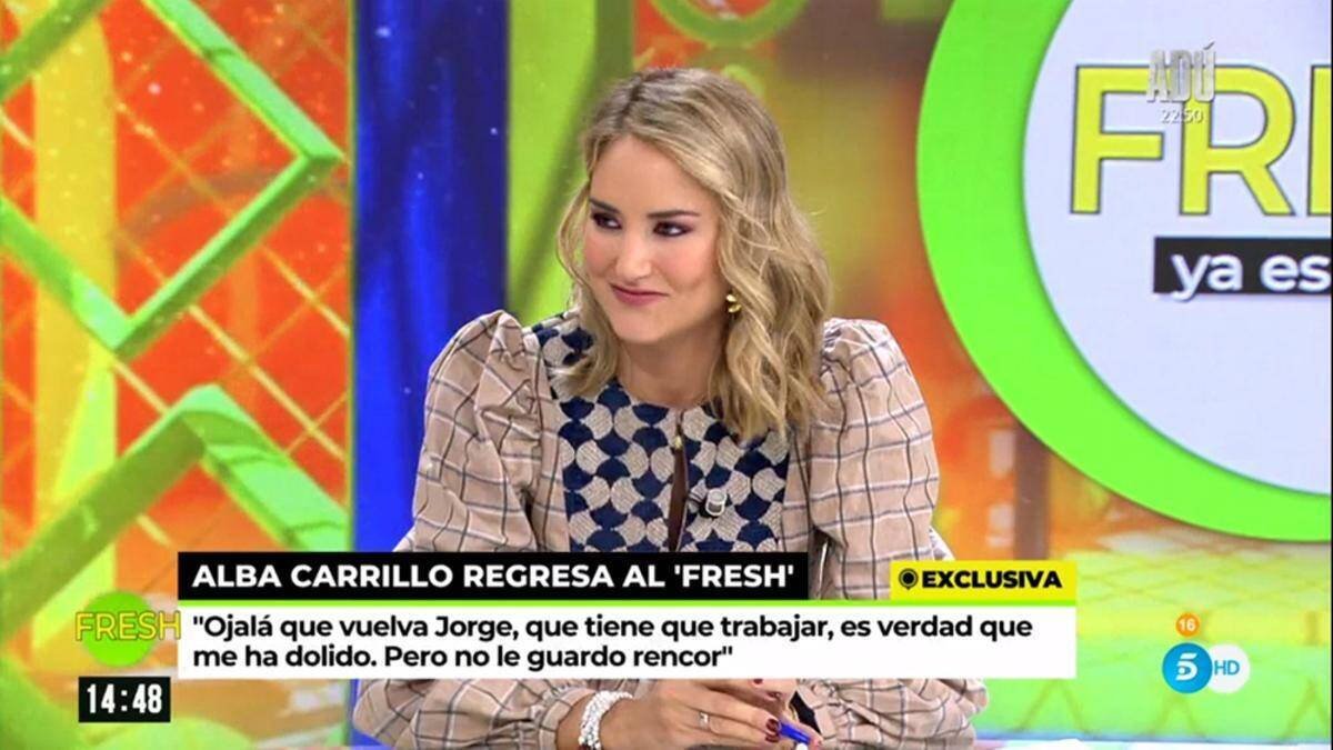 Alba Carrillo volvió a su puesto de trabajo en el Fresh de Ya es Mediodía.