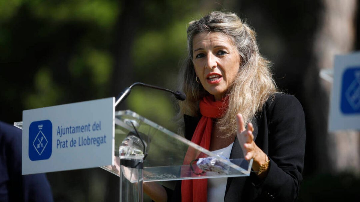 Yolanda Díaz en su visita de esta semana a Barcelona.