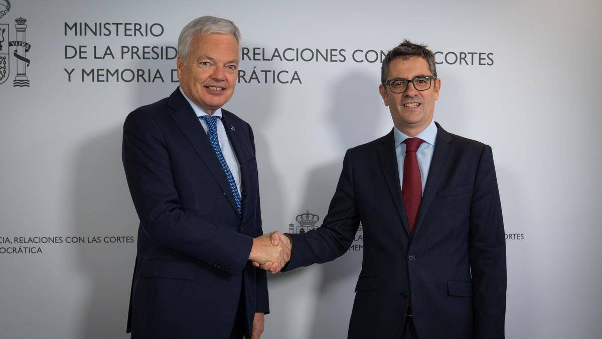 Didier Reynders y Félix Bolaños en su reunión