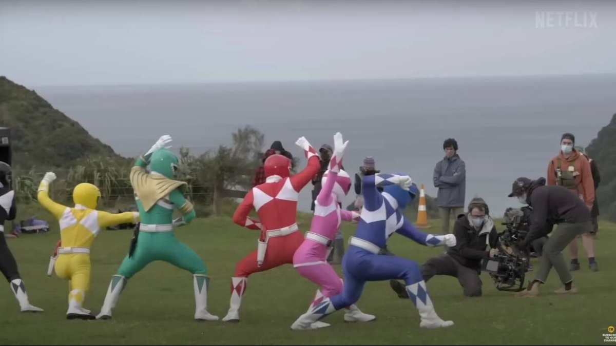 Una imagen del rodaje del capítulo especial de los Power Rangers.