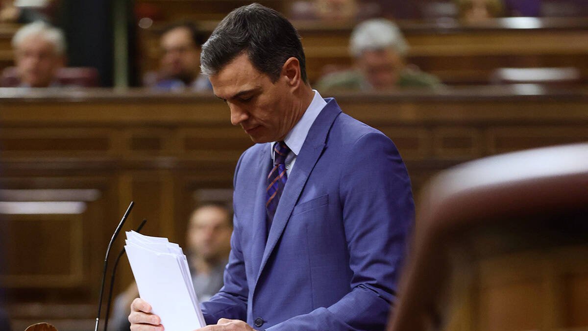 Pedro Sánchez, en la tribuna del Congreso.