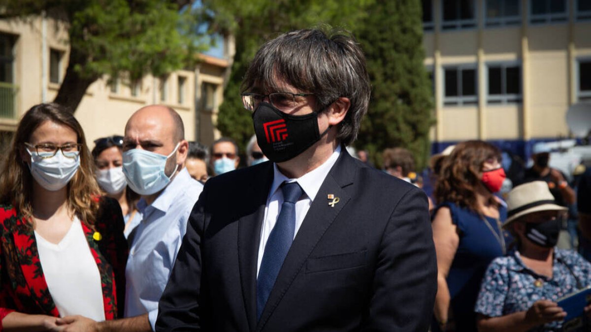 El expresident Carles Puigdemont; durante el acto de celebración de los 60 años de Òmnium Cultural, a 16 de julio de 2021