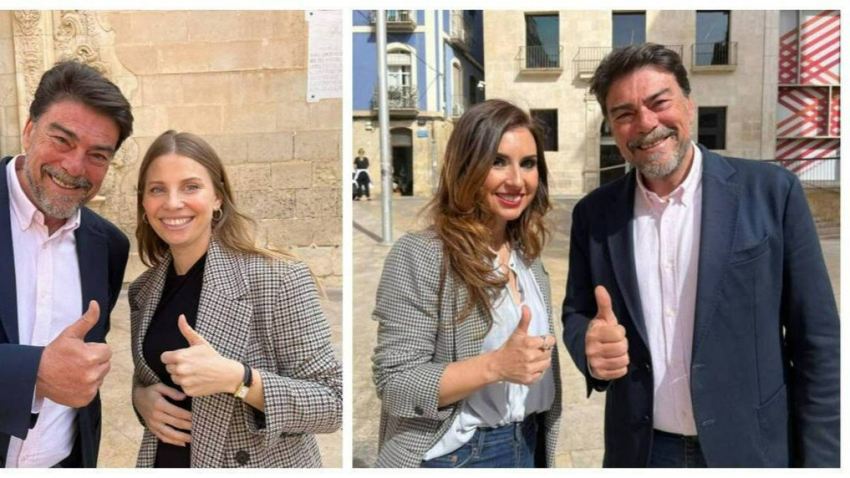 Luis Barcala con Rocío Gómez, a la izquierda; y Ana Poquet, a la derecha