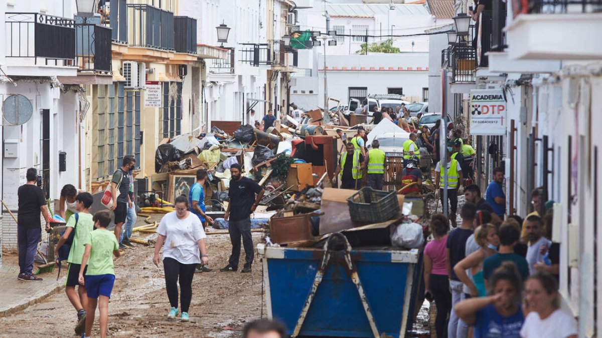 Efectos de las fuertes lluvias registradas en Lepe (Huelva).