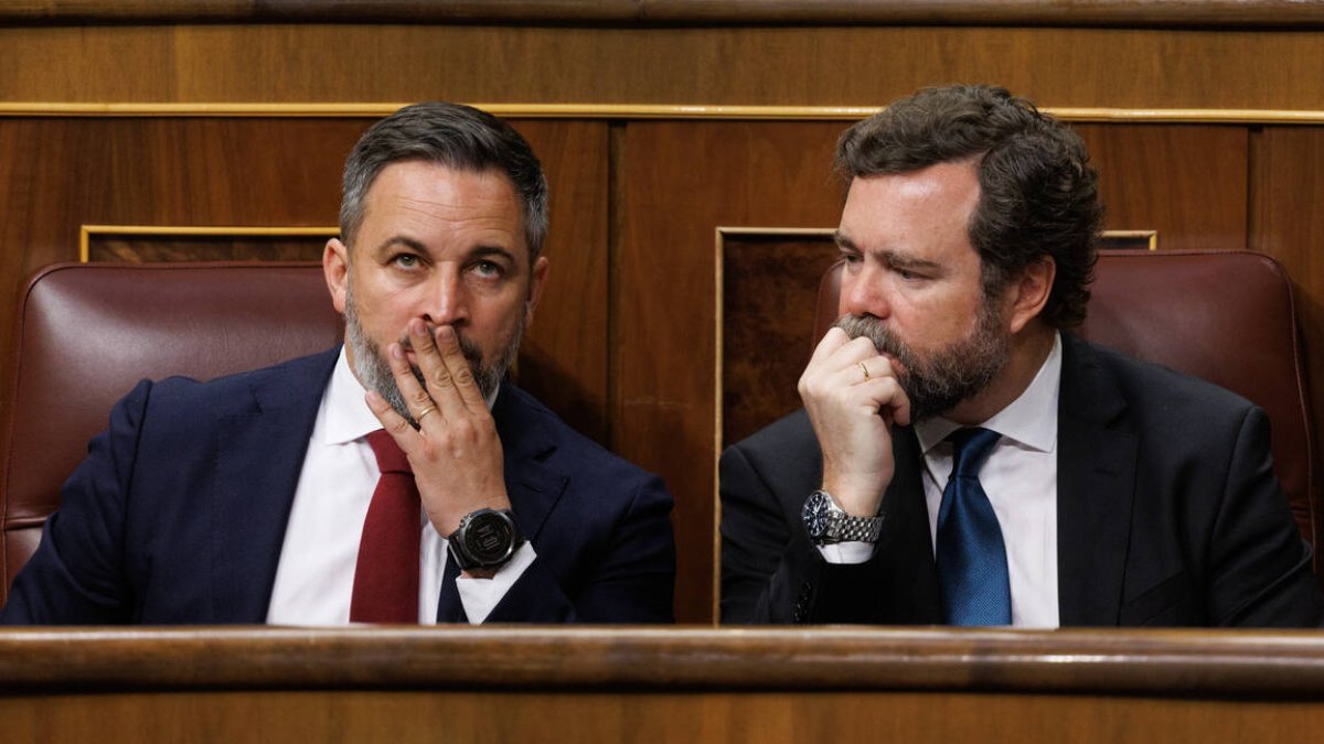 Abascal y Espinosa, este miércoles con gesto reflexivo en sus escaños.