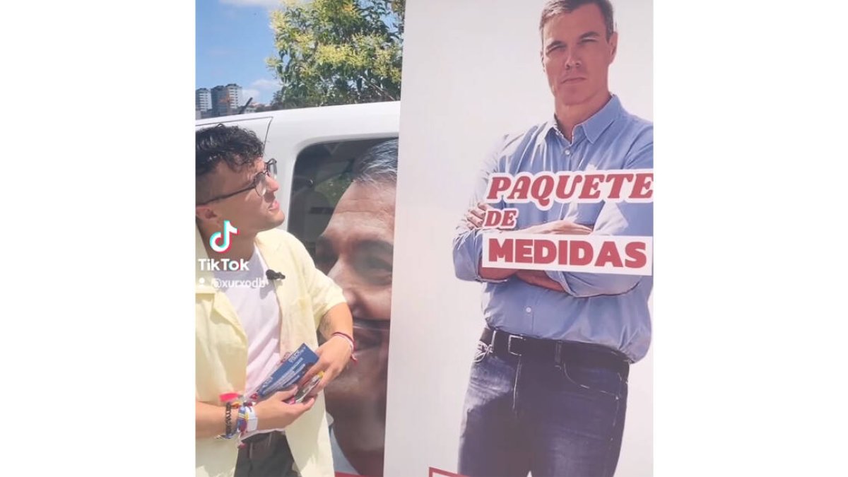 El cartel del PSOE de Galicia con el paquete de Sánchez