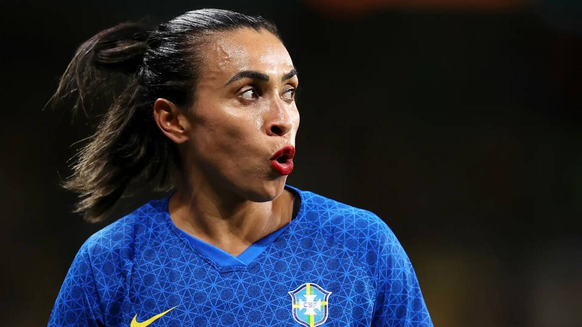 Marta. en un partido con Brasil.