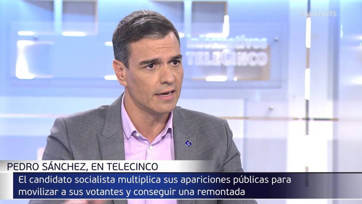 Pedro Sánchez en Informativos Telecinco.