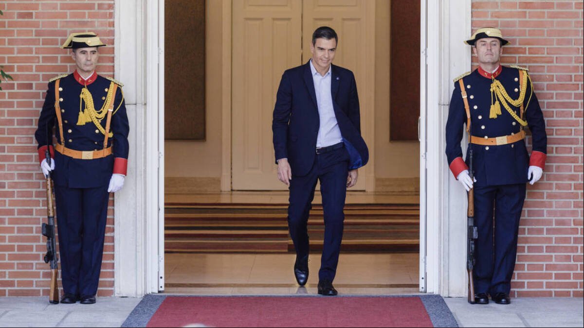 Pedro Sánchez, hoy, en el Palacio de la Moncloa.