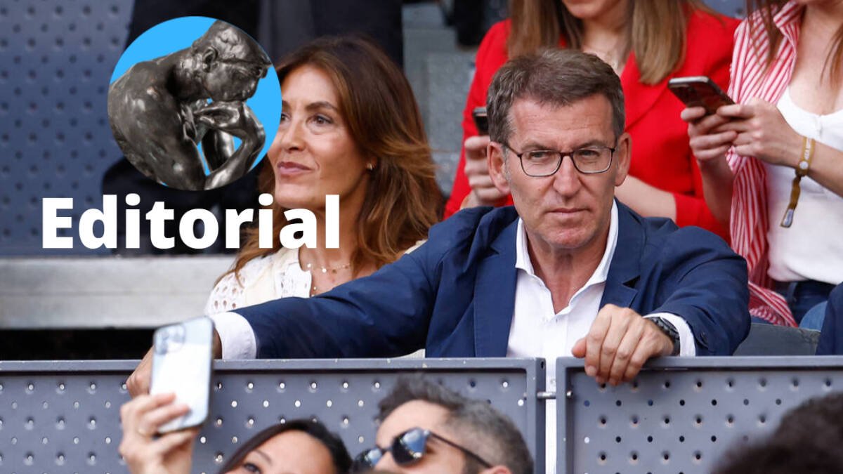 Alberto Núñez Feijóo viendo uno de los partidos de Carlos Alcaraz en Madrid.