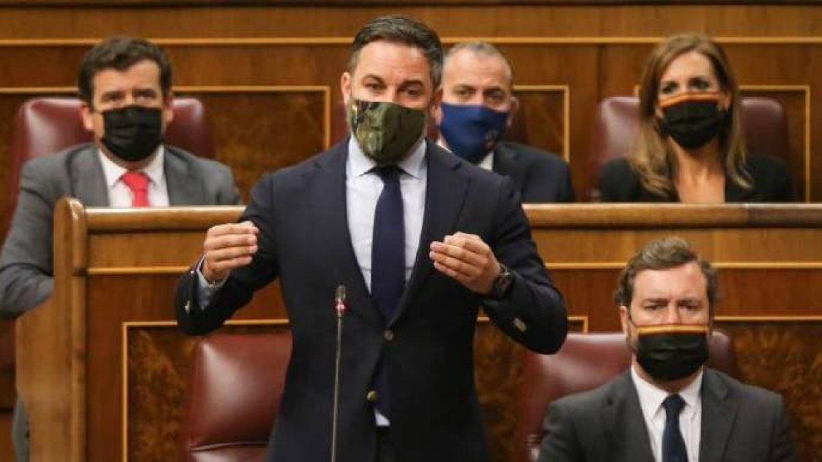 Santiago Abascal, este miércoles en la sesión de control del Congreso.