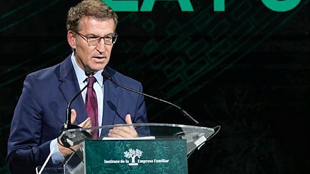 Feijóo durante su intervención en el Congreso de la Empresa Familiar, en Bilbao,. Foto de Tarek.