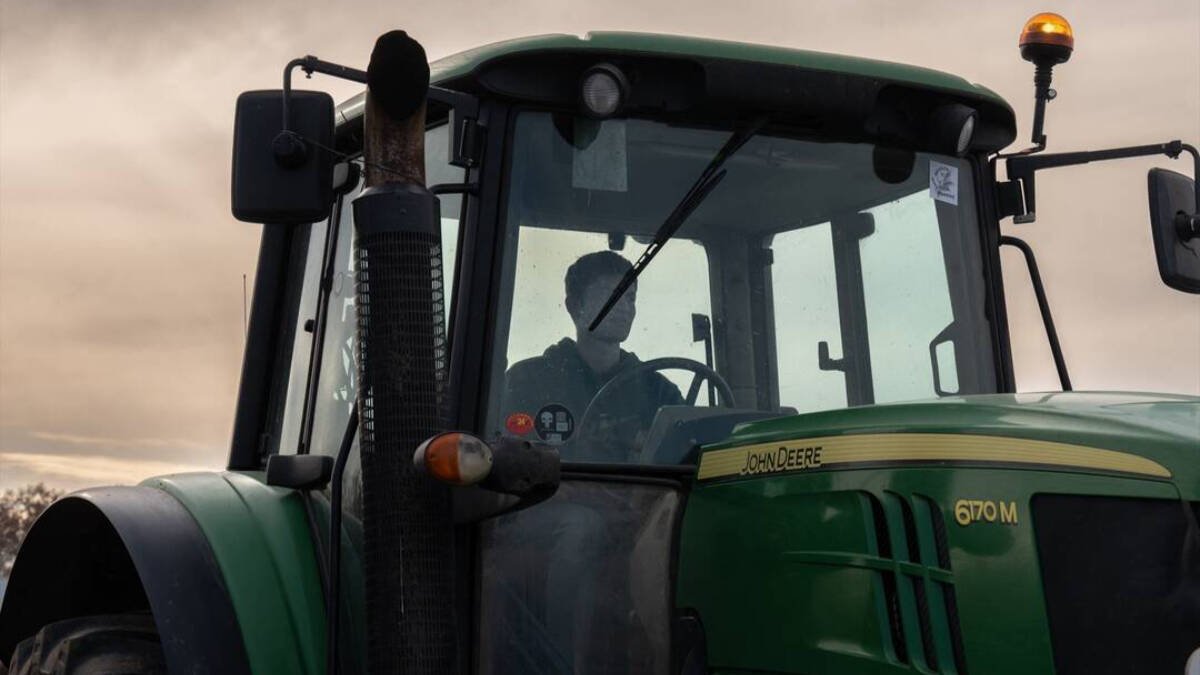 Tractor de un agricultor en plena protesta