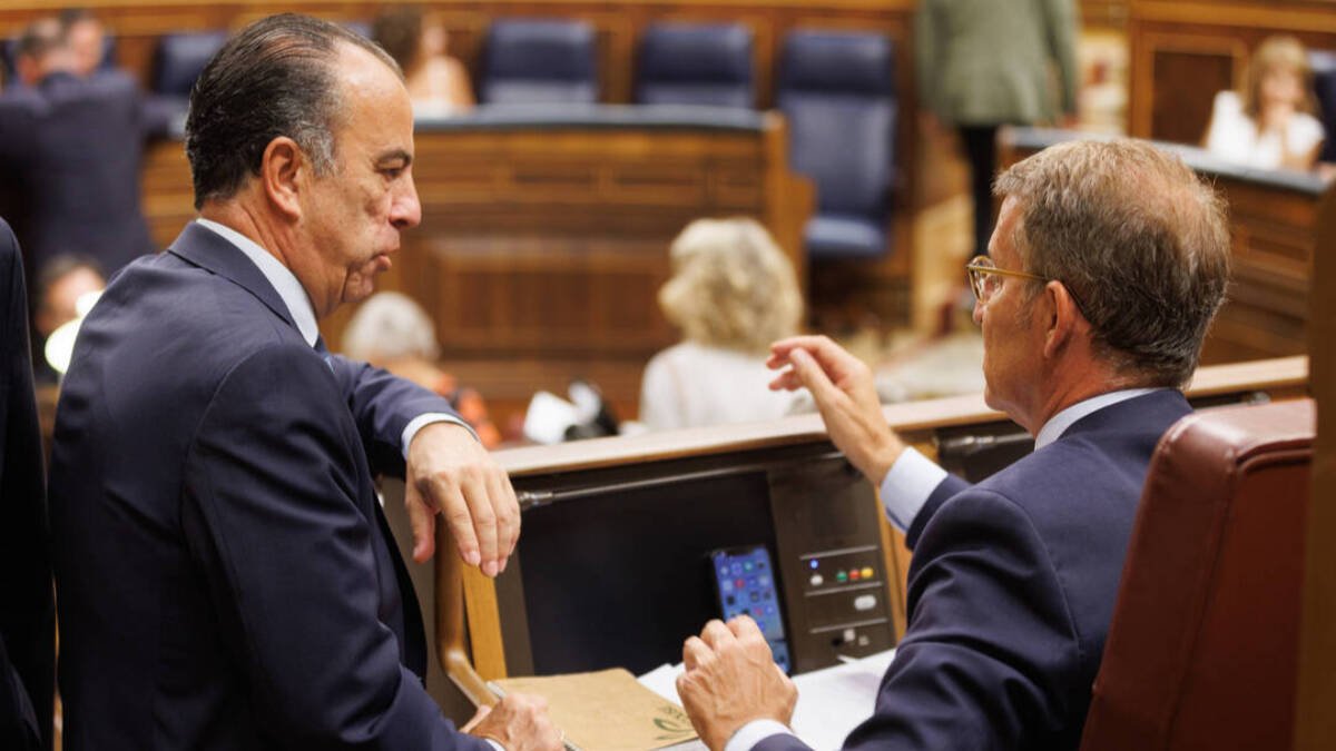 Carlos García Adanero, junto a Feijóo, en el Congreso.