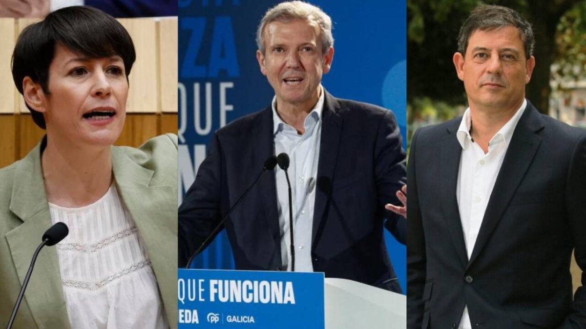 En la imagen se ve a Ana Pontón (BNG), Alfonso Rueda (PP) y Gómez Besteiro (PSdeG)