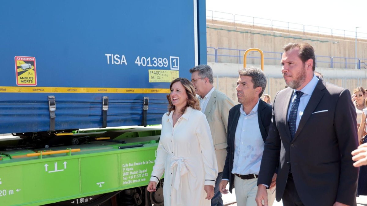 María José Catalá, alcaldesa de Valencia, Carlos Mazón, president de la Generalitat y Óscar Puente, ministro de Transportes y Movilidad Sostenible