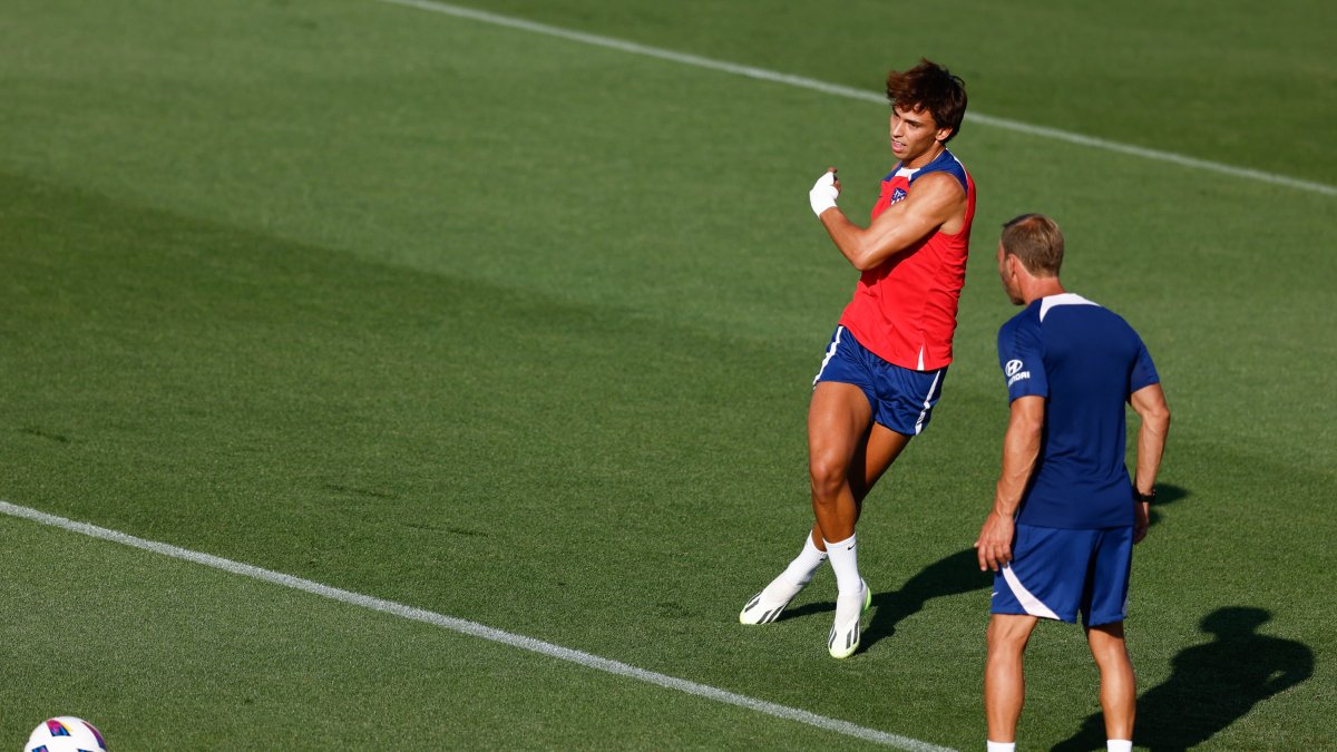 Joao Felix, en un entrenamiento del Atlético