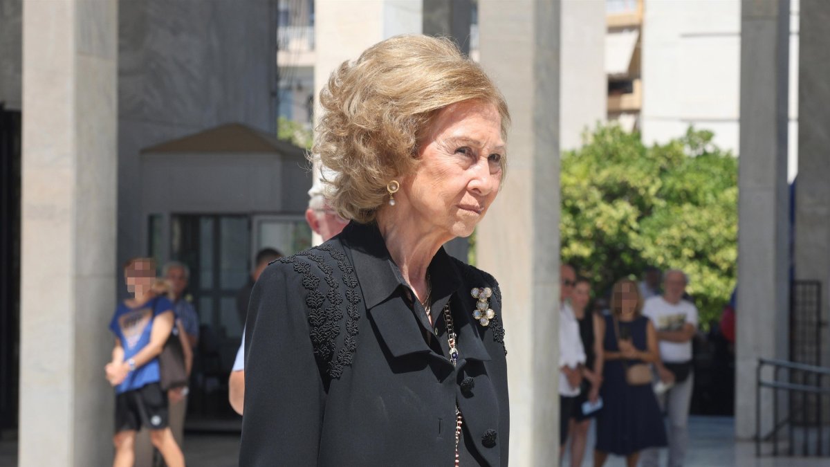 La Reina Sofía, este pasado 1 de agosto, en el funeral de su tío.