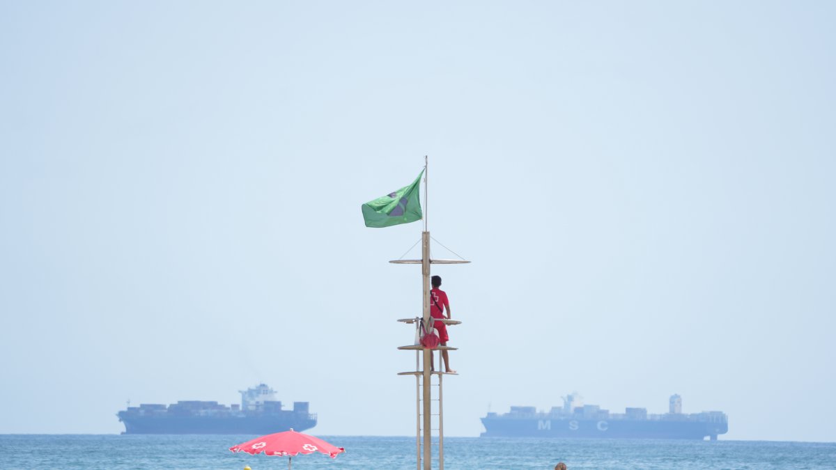 Vista de la bandera de verde en las playas de El Saler