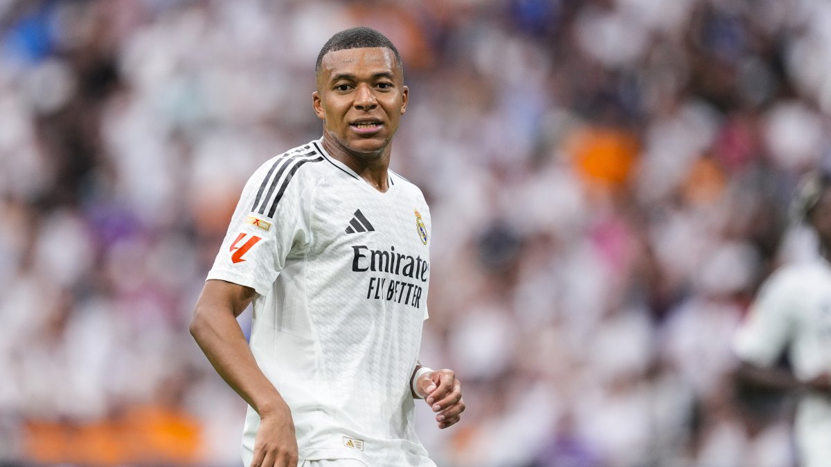 Mbappé, en su debut en el Santiago Bernabéu.