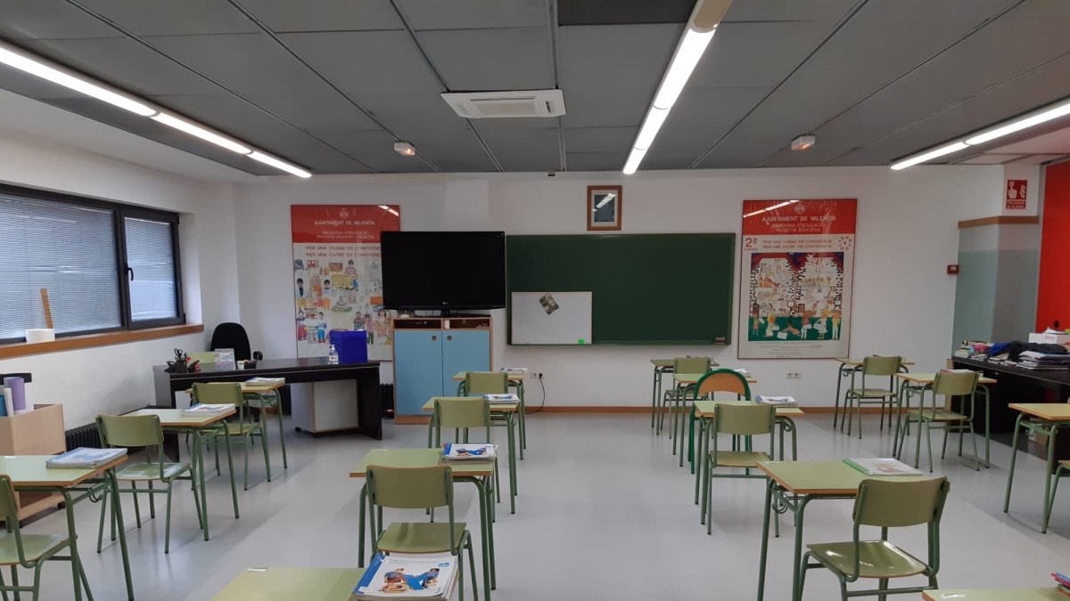 Un aula de un colegio de València