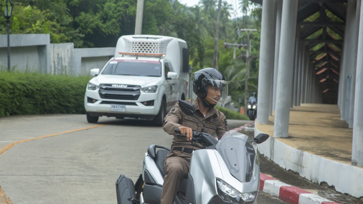 Daniel Sancho llegando a la Corte de Samui este 29 de agosto.