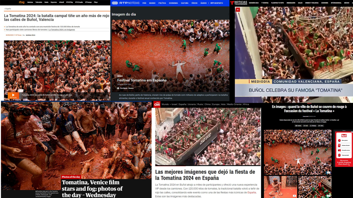 Medios de comunicación hablando sobre La Tomatina