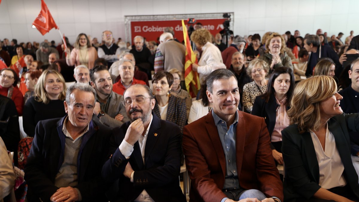 El presidente de Aragón, Javier Lambán y el presidente del Gobierno, Pedro Sánchez