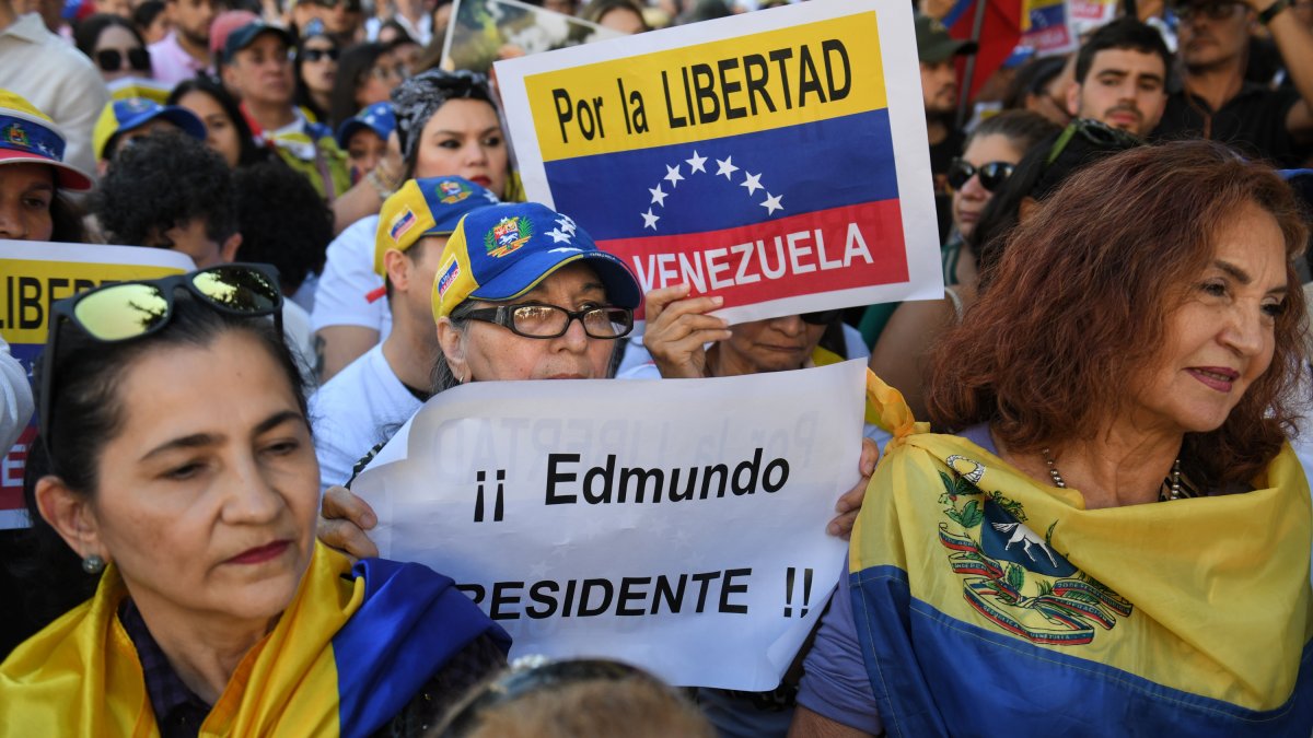 Decenas de venolanos durante una concentración frente al Congreso