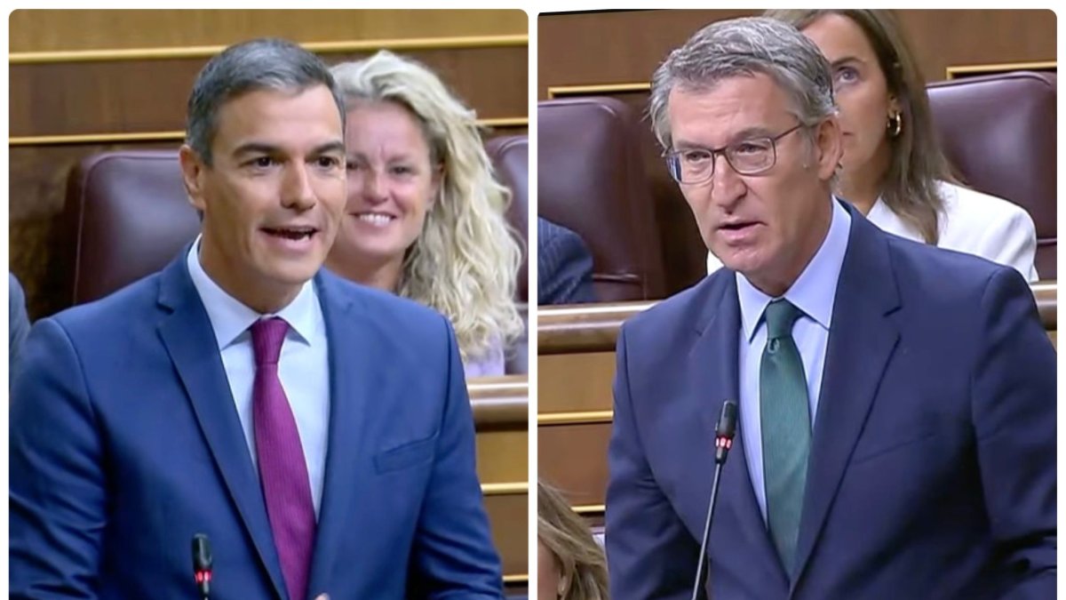 Pedro Sánchez y Feijóo en la sesión de control del Congreso