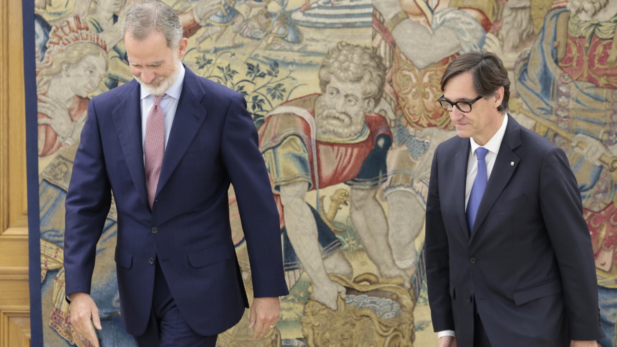 El Felipe VI y Salvador Illa, este miércoles en La Zarzuela.