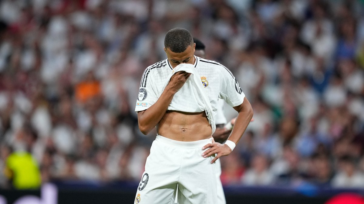 Kylian Mbappé, durante un partido del Real Madrid.