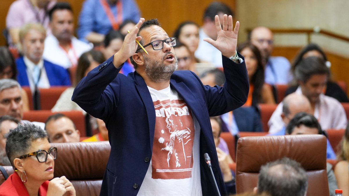 El portavoz de Adelante Andalucía, José Ignacio García, en una intervención en el Parlamento.