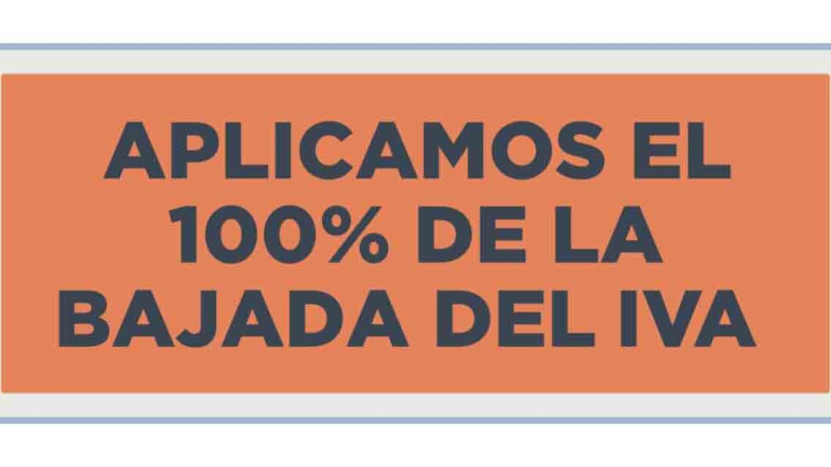 Cartel de Mercadona informando de la bajada del IVA en 2023